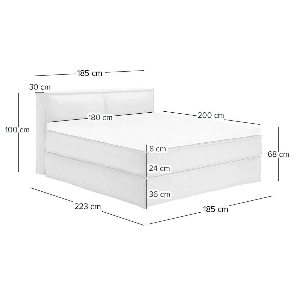 BOXSPRINGBETT 180/200 cm  in Anthrazit  - Anthrazit/Schwarz, Design, Textil (180/200cm) - home24