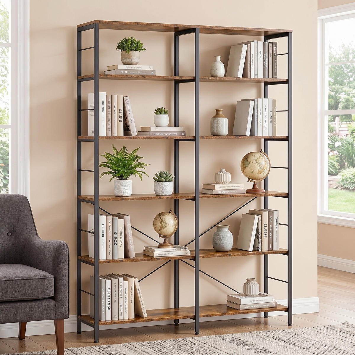 REGAL 120/172,5/30 cm Braun, Schwarz  120/172,5/30 cm  - Schwarz/Braun, Trend, Holzwerkstoff (120/172,5/30cm) - Boxxx