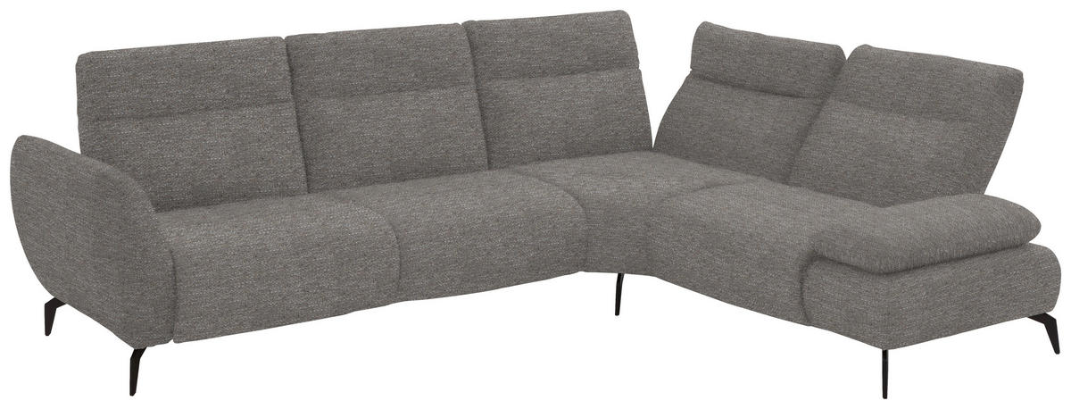 ECKSOFA in Webstoff Hellgrau  - Hellgrau/Schwarz, Design, Textil/Metall (290/223cm) - Moderano