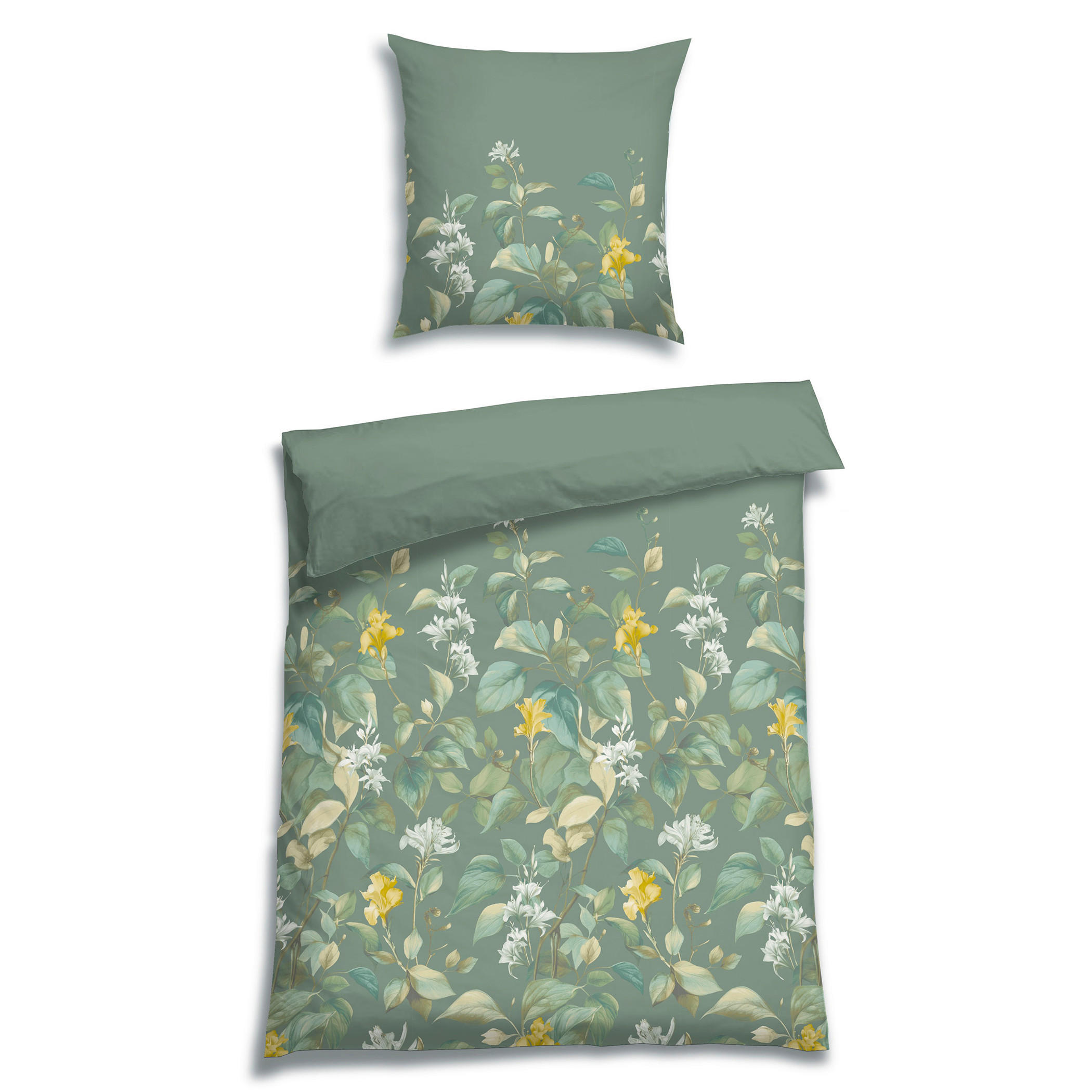 BETTWÄSCHE 2-teilig Satin 135/200 cm  - Dunkelgrün, Basics, Textil (135/200cm) - Florella