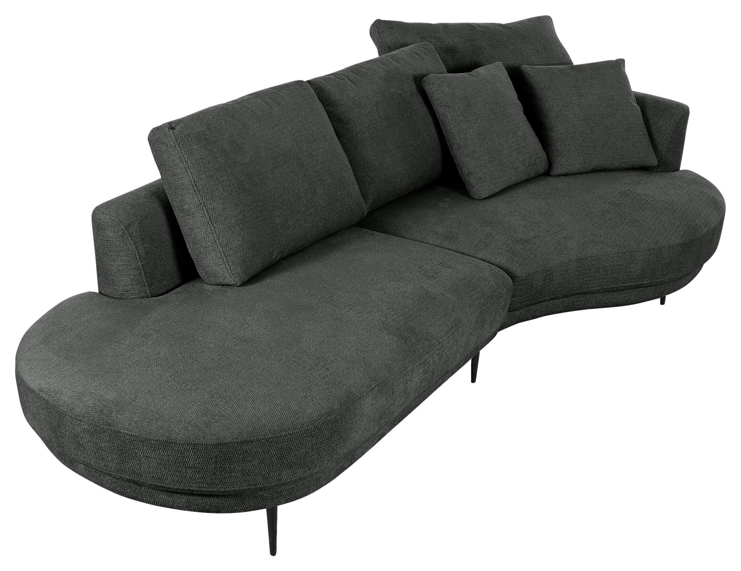 ECKSOFA in Chenille Dunkelgrau  - Dunkelgrau/Schwarz, Konventionell, Textil/Metall (275/140cm) - Carryhome