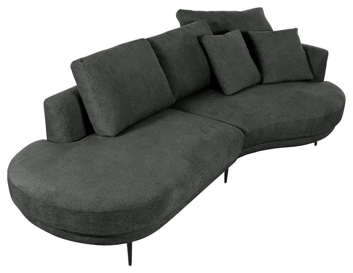 HÖRNSOFFA i chenille mörkgrå  - mörkgrå/svart, Klassisk, metall/textil (275/140cm) - Best Price