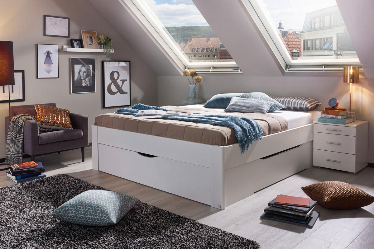 STAURAUMBETT 160/200 cm  in Weiss   - Weiss, Modern, Holzwerkstoff (160/200cm) - Rauch Möbel