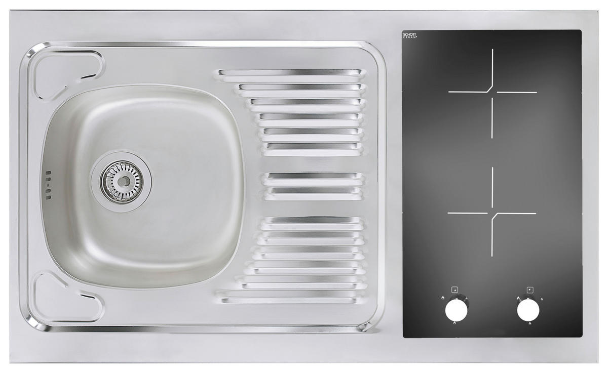 MINIKÜCHE 100 cm   Weiss, Sonoma Eiche  - Weiss/Edelstahlfarben, Modern, Holzwerkstoff/Kunststoff (100cm) - Respekta