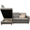ECKSOFA inkl. Funktionen Dunkelgrau Samt  - Dunkelgrau, Design, Holz/Textil (206/261cm) - Venda