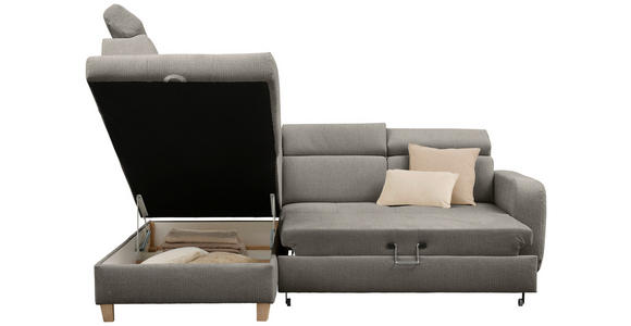 ECKSOFA inkl. Funktionen Dunkelgrau Samt - Dunkelgrau, Design, Holz/Textil (206/261cm) - Venda