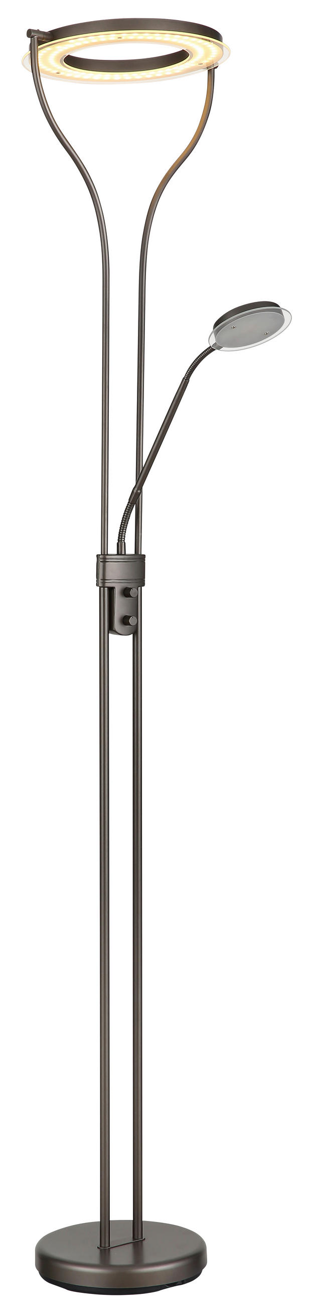 LED-STEHLEUCHTE Ebro 35/30/194 cm  - Klar/Schwarz, Design, Glas/Kunststoff (35/30/194cm) - Globo