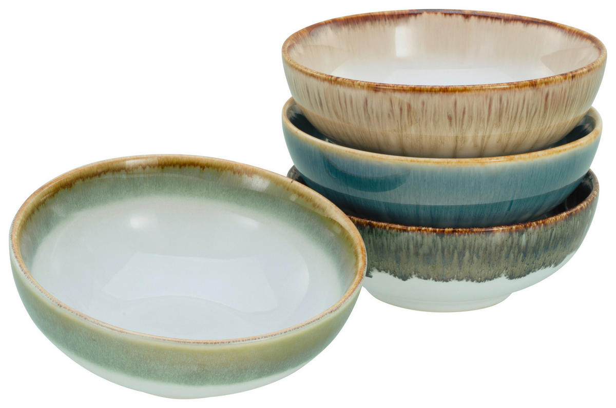 SCHÜSSELSET 4-teilig Cascade Bowls Mix 16,5 cm   - Blau/Braun, Basics, Keramik (16,5cm) - Creatable