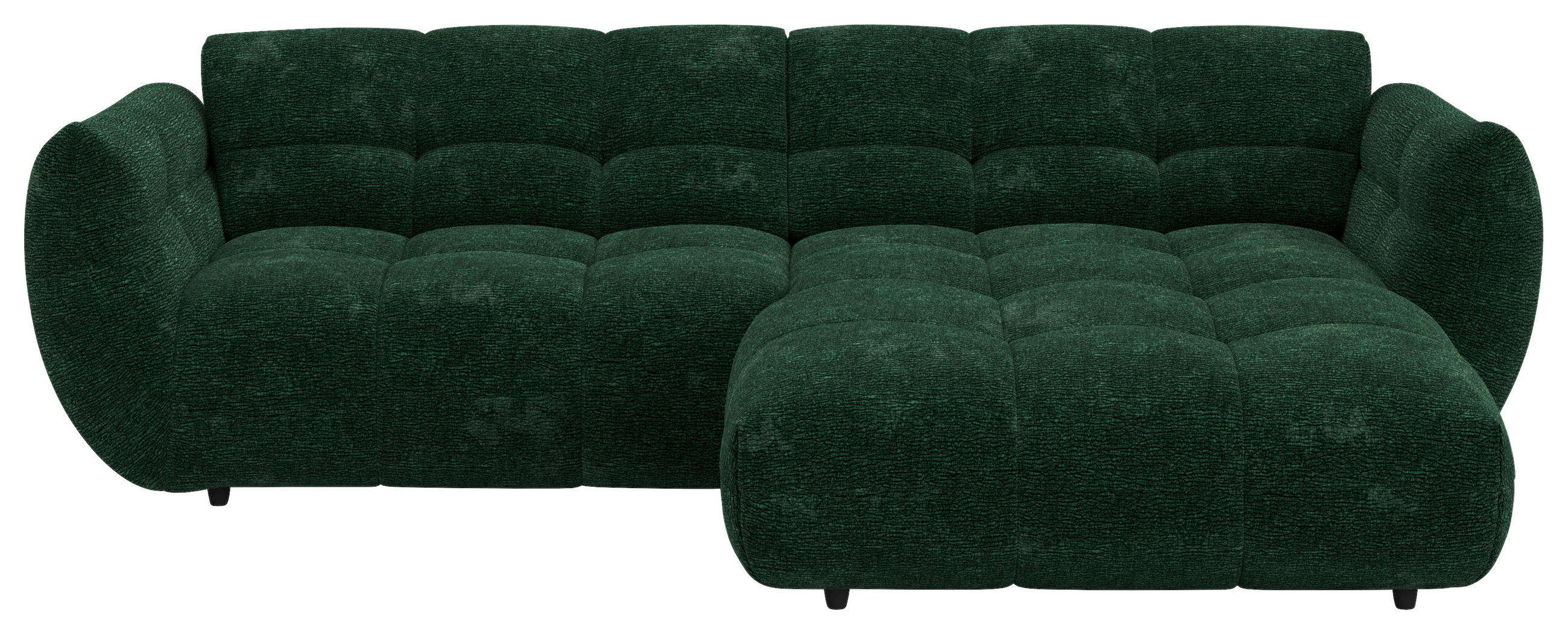 ECKSOFA Dunkelgrün Chenille  - Dunkelgrün/Schwarz, Trend, Kunststoff/Textil (280/178cm) - MID.YOU