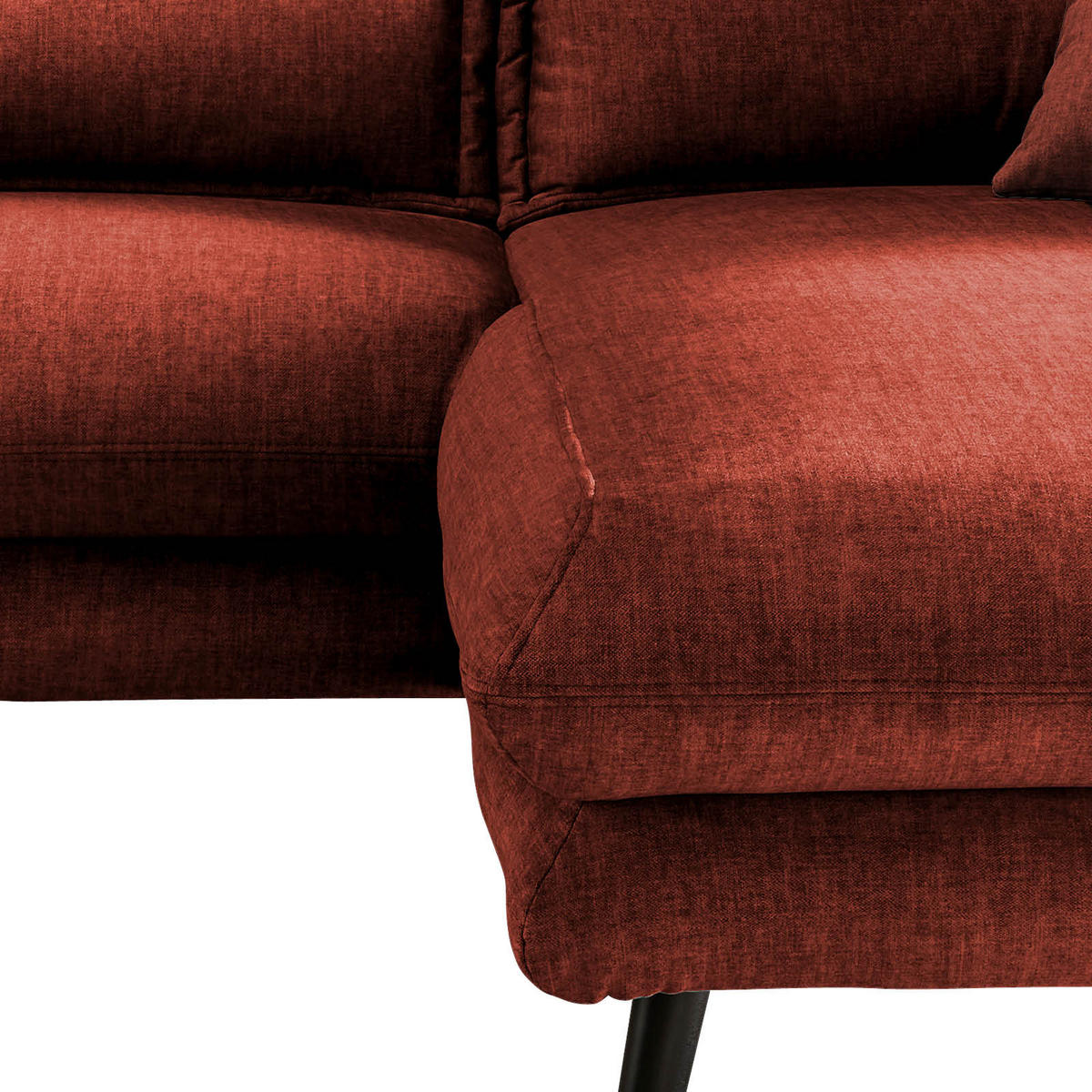 ECKSOFA Koralle Velours  - Koralle/Schwarz, MODERN, Holz/Textil (255/180cm) - Livetastic