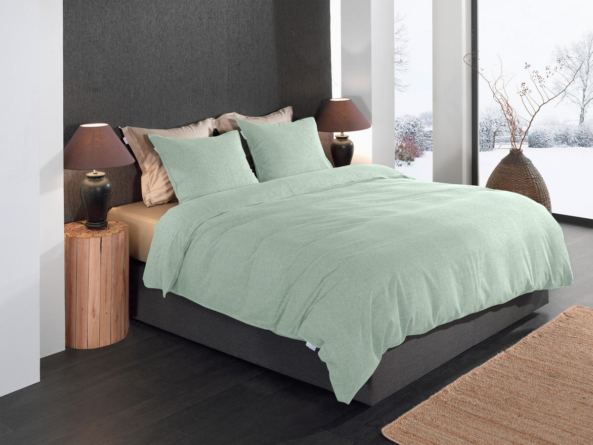 BETTWÄSCHE Franela Flanell 155/220 cm  - Grün, Basics, Textil (155/220cm)