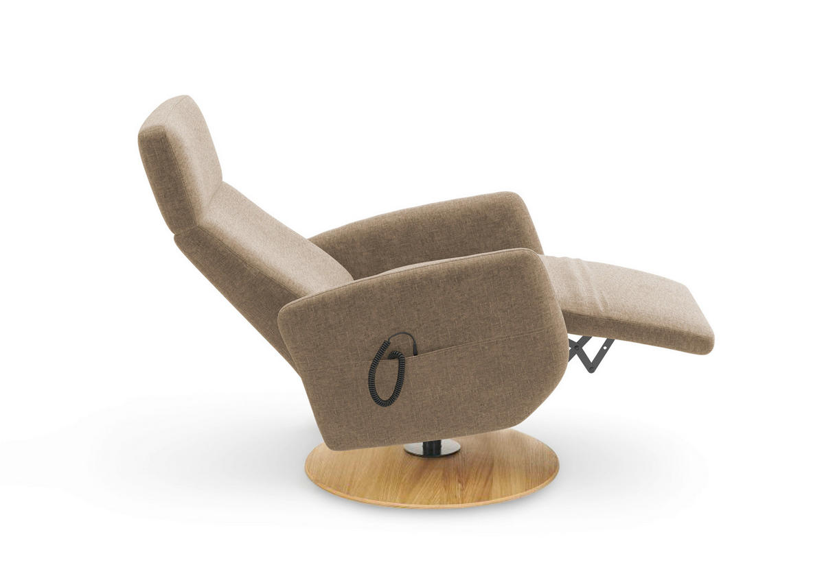 RELAXSESSEL Flachgewebe Aufstehhilfe    - Hellbraun/Eichefarben, KONVENTIONELL, Holz/Textil (71/110/82cm) - Sit & More