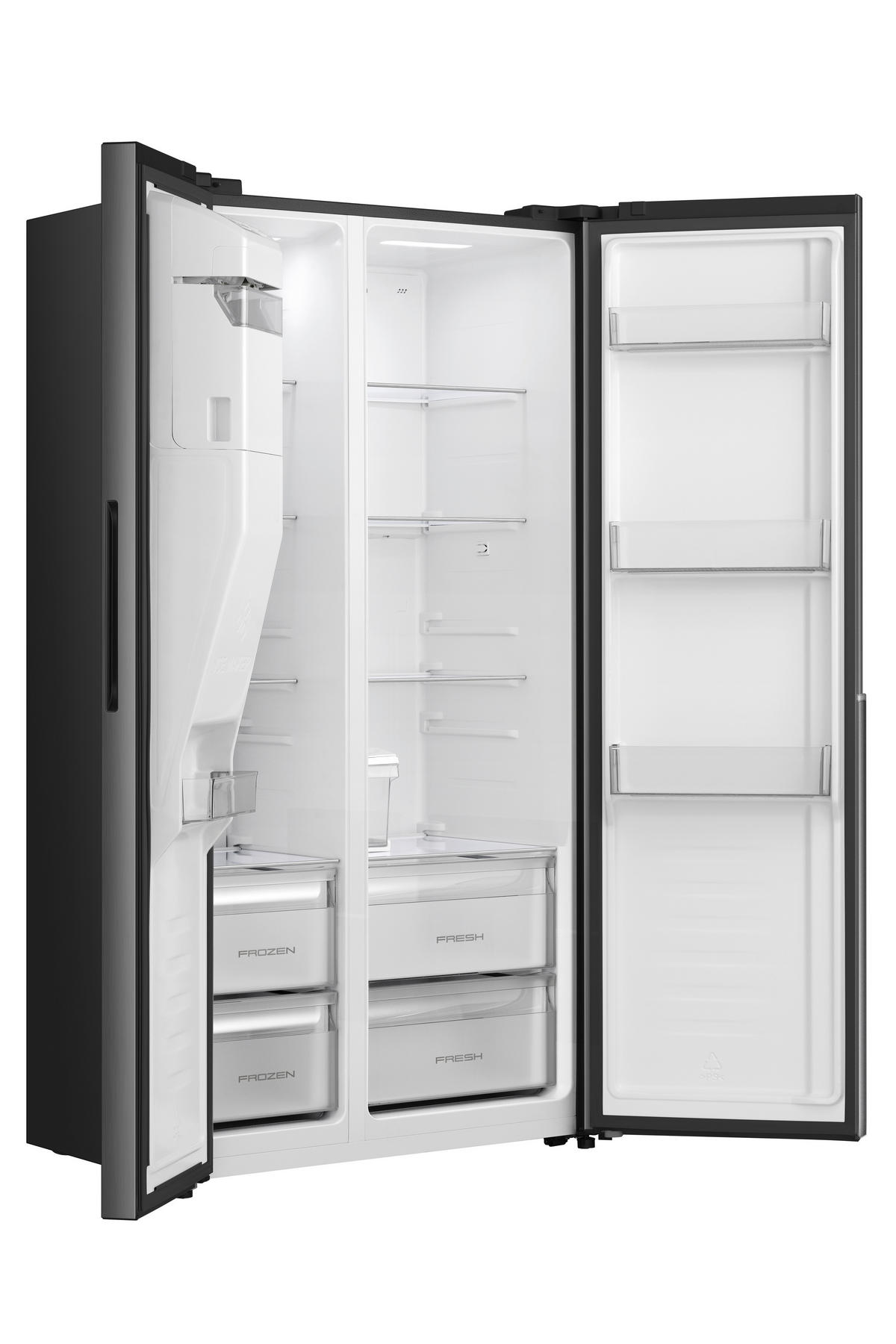 SIDE-BY-SIDE 91,1/178,6/62,4 cm NRS9E6BX  - Schwarz, Trend, Glas/Kunststoff (91,1/178,6/62,4cm) - Hisense