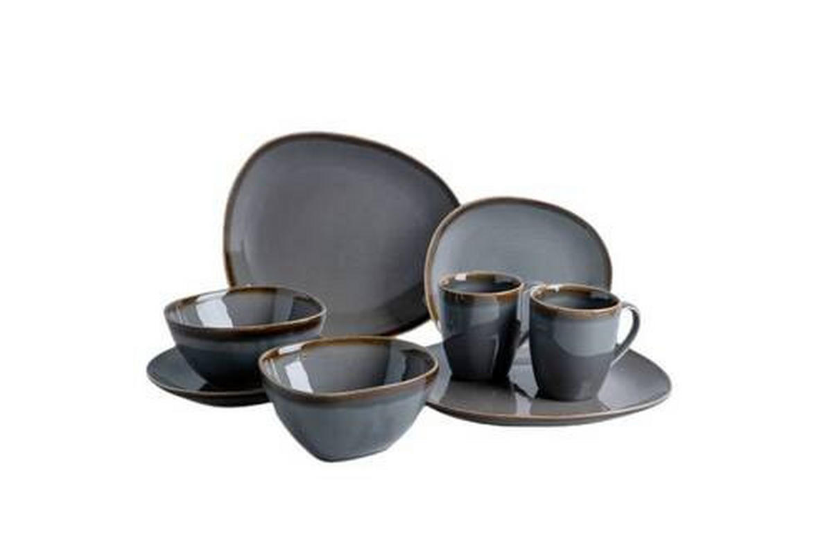 KOMBISERVICE Sines 8-teilig  - Grau, Konventionell, Keramik - Van Well
