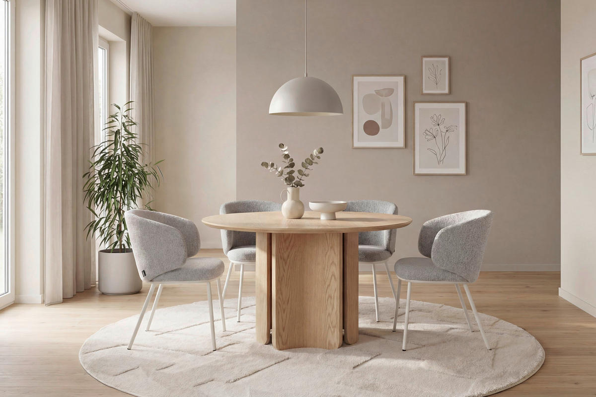 ESSTISCH 120/120/76 cm Echtholz, Nachbildung  Holzwerkstoff rund Eiche Bianco  - Eiche Bianco, MODERN, Holzwerkstoff (120/120/76cm) - Schöner Wohnen