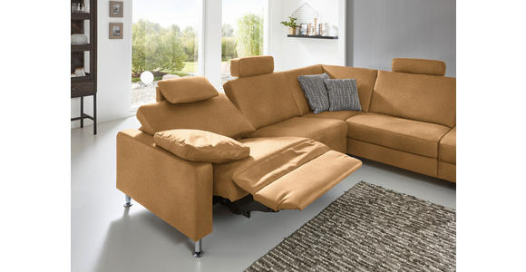 ECKSOFA in Mikrofaser Honig 275/242 cm - Alufarben/Honig, Design, Textil/Metall (275/242cm) - Dieter Knoll