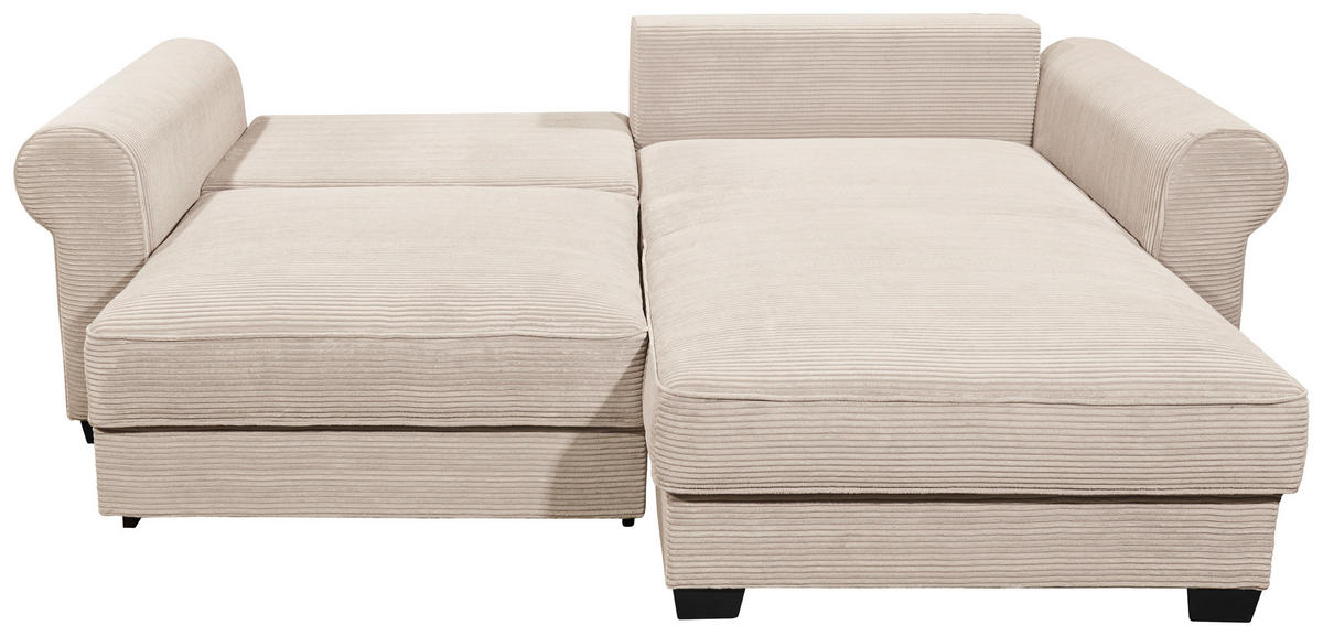 ECKSOFA in Cord Creme  - Creme/Schwarz, Basics, Kunststoff/Textil (255/92/185cm) - MID.YOU