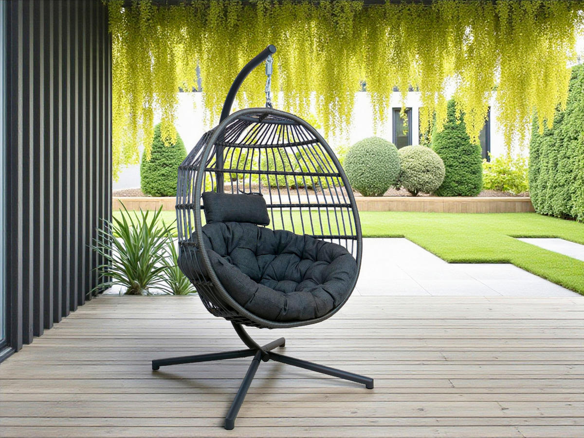 HÄNGESESSEL 106/127/68 cm Stahl  - Anthrazit/Grau, KONVENTIONELL, Kunststoff/Textil (106/127/68cm)