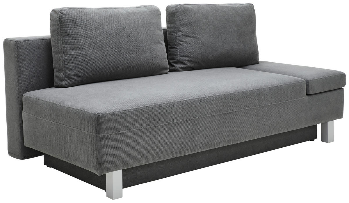 SCHLAFSOFA in Flachgewebe Dunkelgrau  - Chromfarben/Dunkelgrau, Design, Holz/Textil (205/77-93/99cm) - Novel
