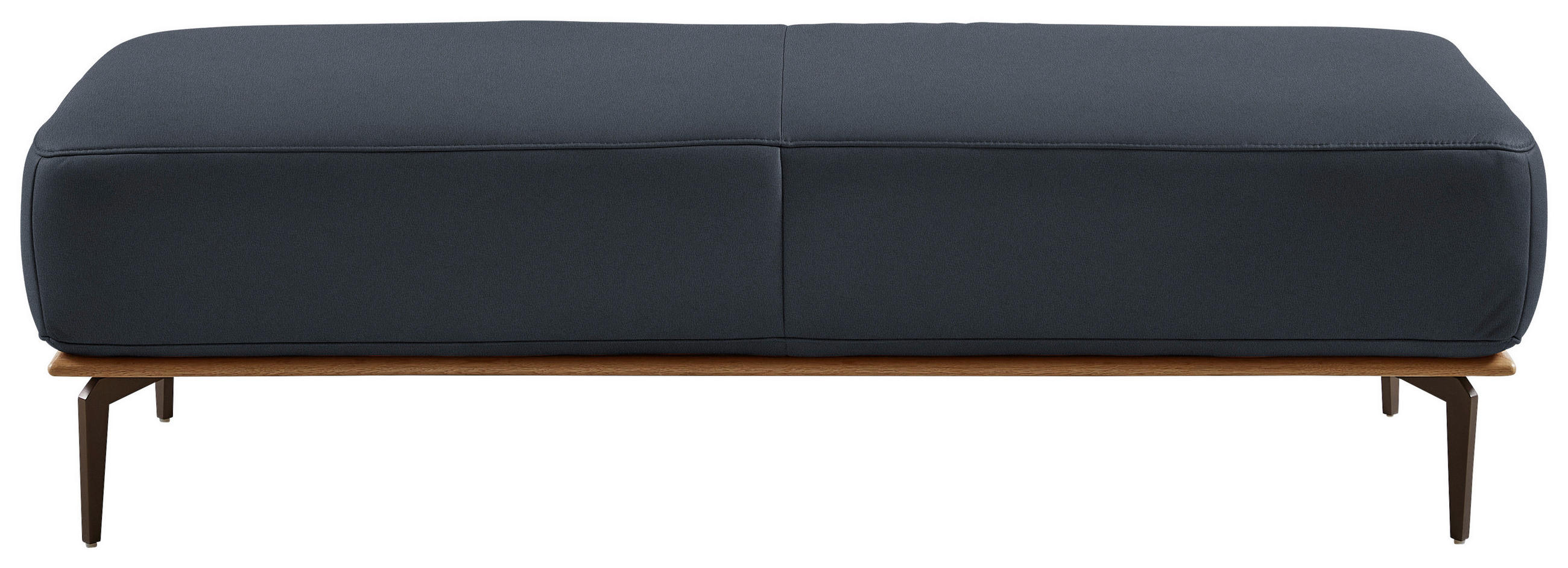 HOCKER in Holz, Leder Dunkelblau  - Bronzefarben/Dunkelblau, Design, Leder/Holz (151/44/61cm) - Valnatura