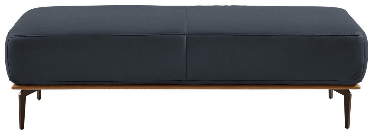 HOCKER in Holz, Leder Dunkelblau  - Bronzefarben/Dunkelblau, Design, Leder/Holz (151/44/61cm) - Valnatura