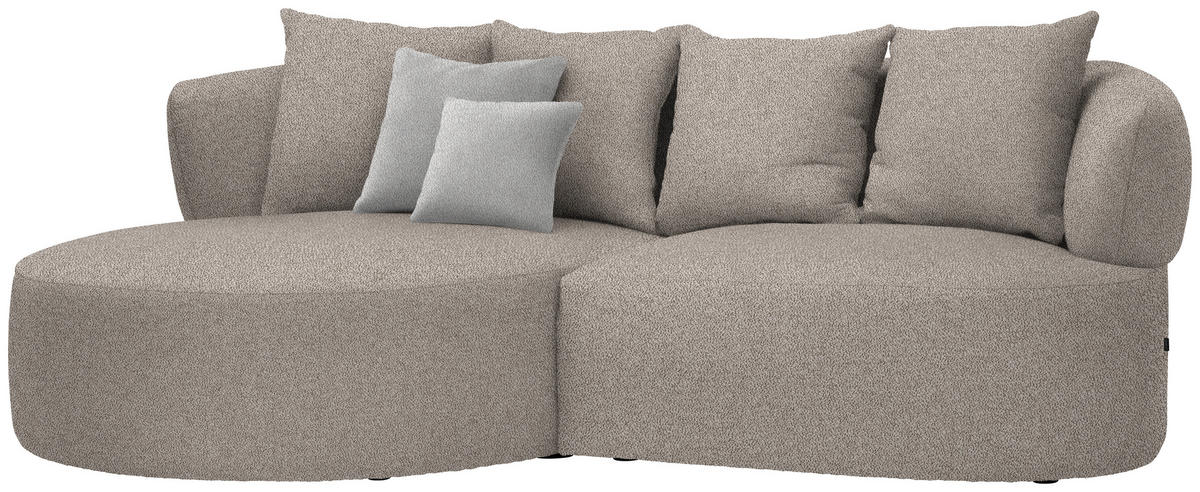 ECKSOFA in Plüsch Graubraun  166/235 cm  - Graubraun/Schwarz, MODERN, Kunststoff/Textil (166/235cm) - Hom`in