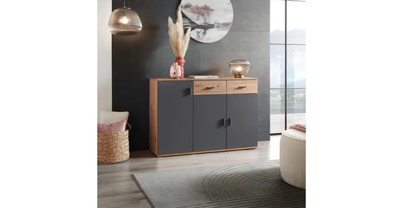 KOMMODE in 119,9/82/34,7 cm - Anthrazit/Schwarz, MODERN, Holzwerkstoff/Kunststoff (119,9/82/34,7cm) - Xora