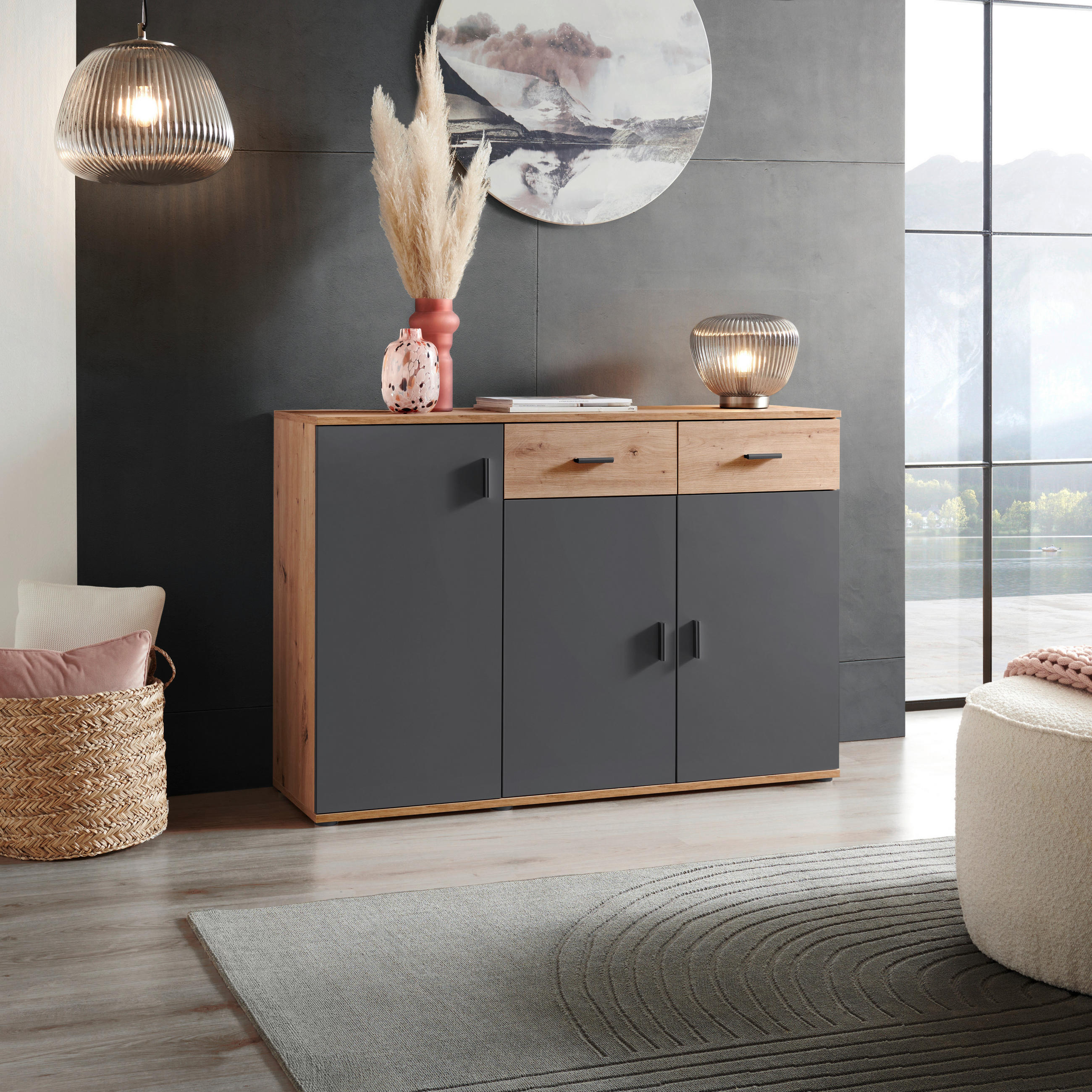 KOMMODE  in 119,9/82/34,7 cm  - Anthrazit/Schwarz, MODERN, Holzwerkstoff/Kunststoff (119,9/82/34,7cm) - Xora