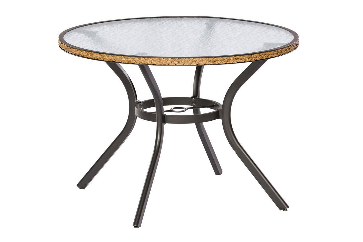 GARTENTISCHGRUPPE Aluminium  - Beige/Graphitfarben, KONVENTIONELL, Glas/Kunststoff - Gardenson