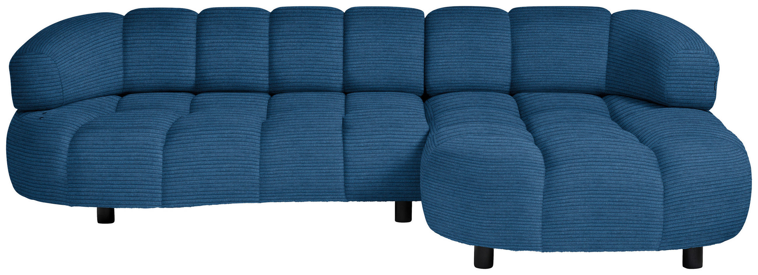 ECKSOFA in Cord, Velours Blau  284/183 cm  - Blau/Schwarz, Design, Holz/Textil (284/183cm) - Welnova