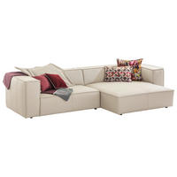 ECKSOFA Echtleder Beige  - Beige/Schwarz, Modern, Leder/Kunststoff (300/164cm) - W.Schillig