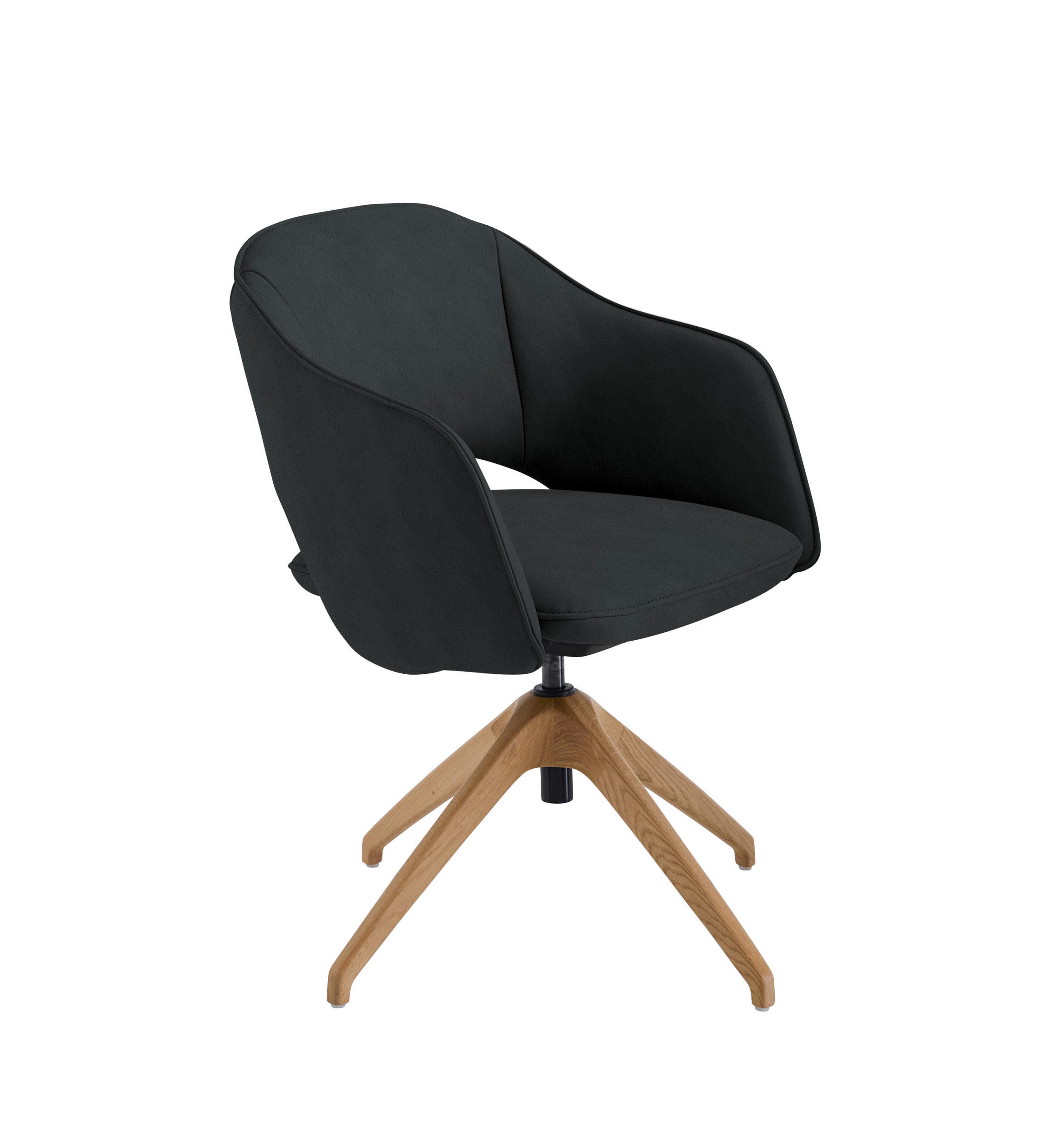 ARMLEHNSTUHL  in Echtleder naturbelassen  - Wildeiche/Graubraun, Design, Leder/Holz (63/74-90/57-73cm) - Koinor