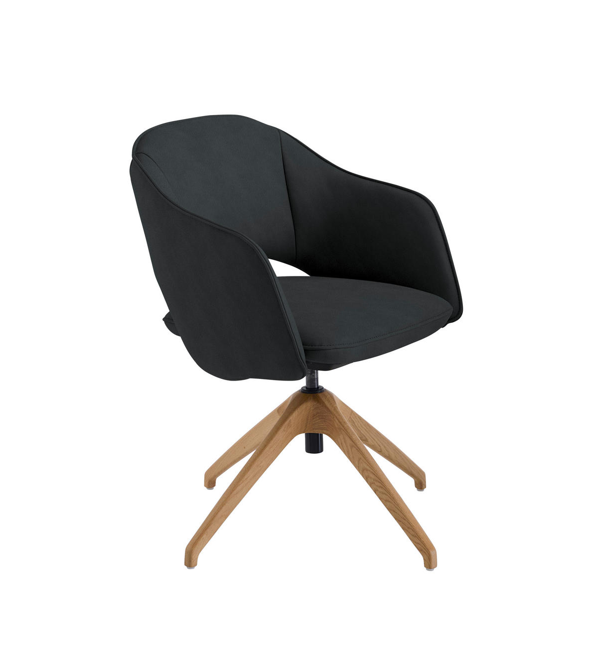 ARMLEHNSTUHL  in Echtleder naturbelassen  - Wildeiche/Graubraun, Design, Leder/Holz (63/74-90/57-73cm) - Koinor