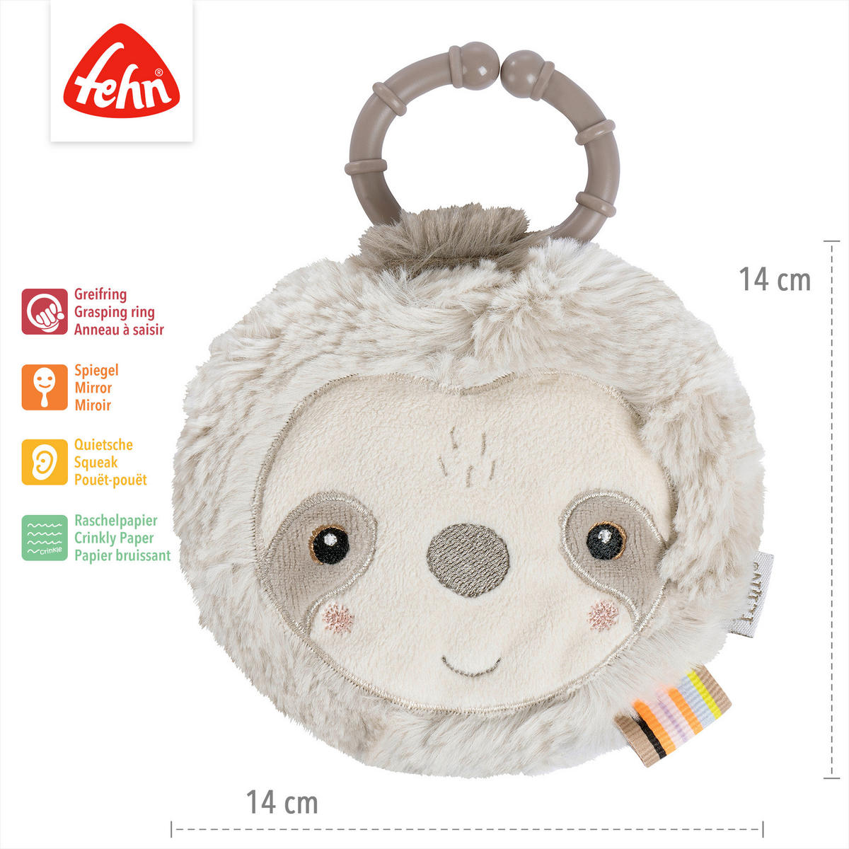 STOFFBUCH Faultier Lazy  - Hellgrau, Basics, Textil (14/13/3cm) - Fehn