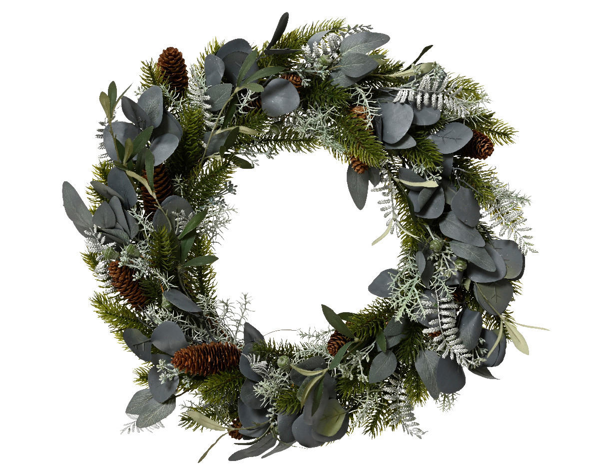 KRANZ - Silberfarben/Grün, Basics, Kunststoff (40,00/40,00/8,00cm) - X-Mas