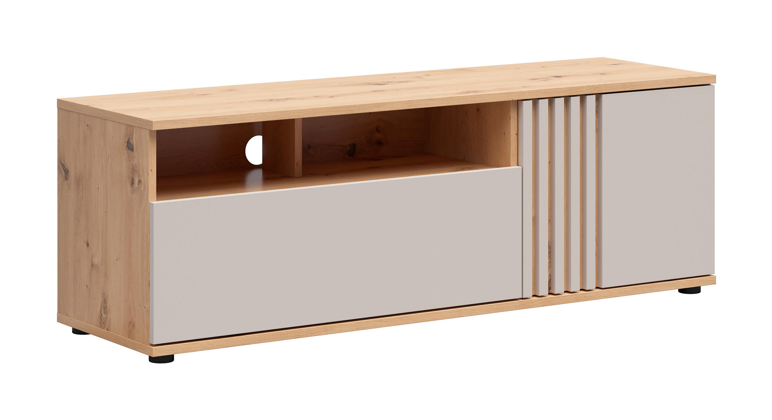 LOWBOARD  135,5/46,5/40 cm 1 Schublade(n) Beimöbel erhältlich, stehend  - Kaschmir/Schwarz, MODERN, Holzwerkstoff/Kunststoff (135,5/46,5/40cm) - Milino