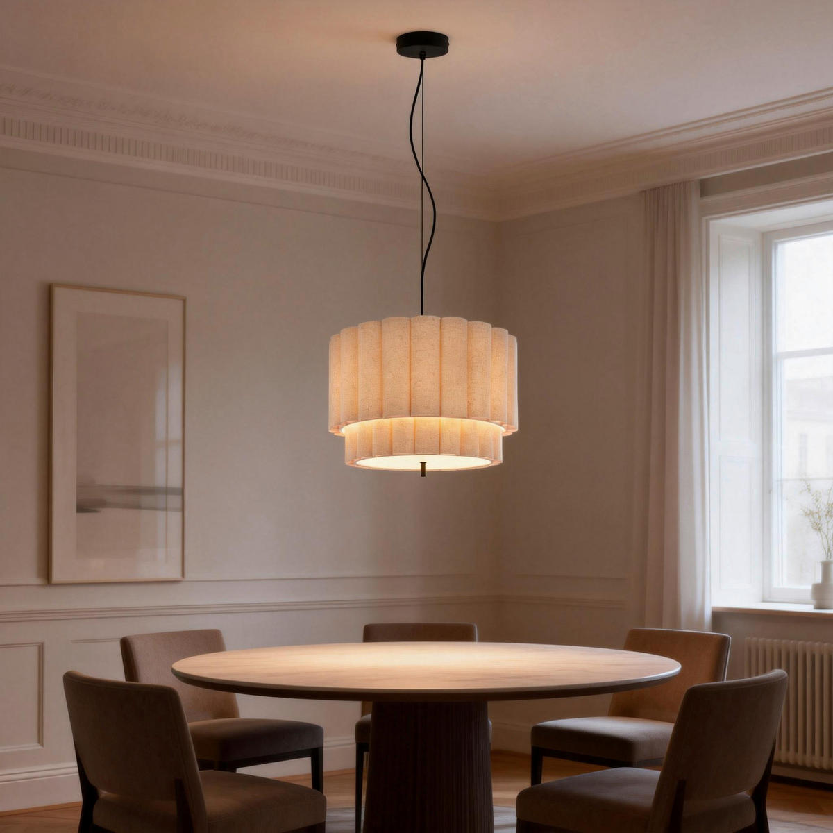 HÄNGELEUCHTE 40/120 cm  - Beige, Trend, Kunststoff/Textil (40/120cm) - Novel