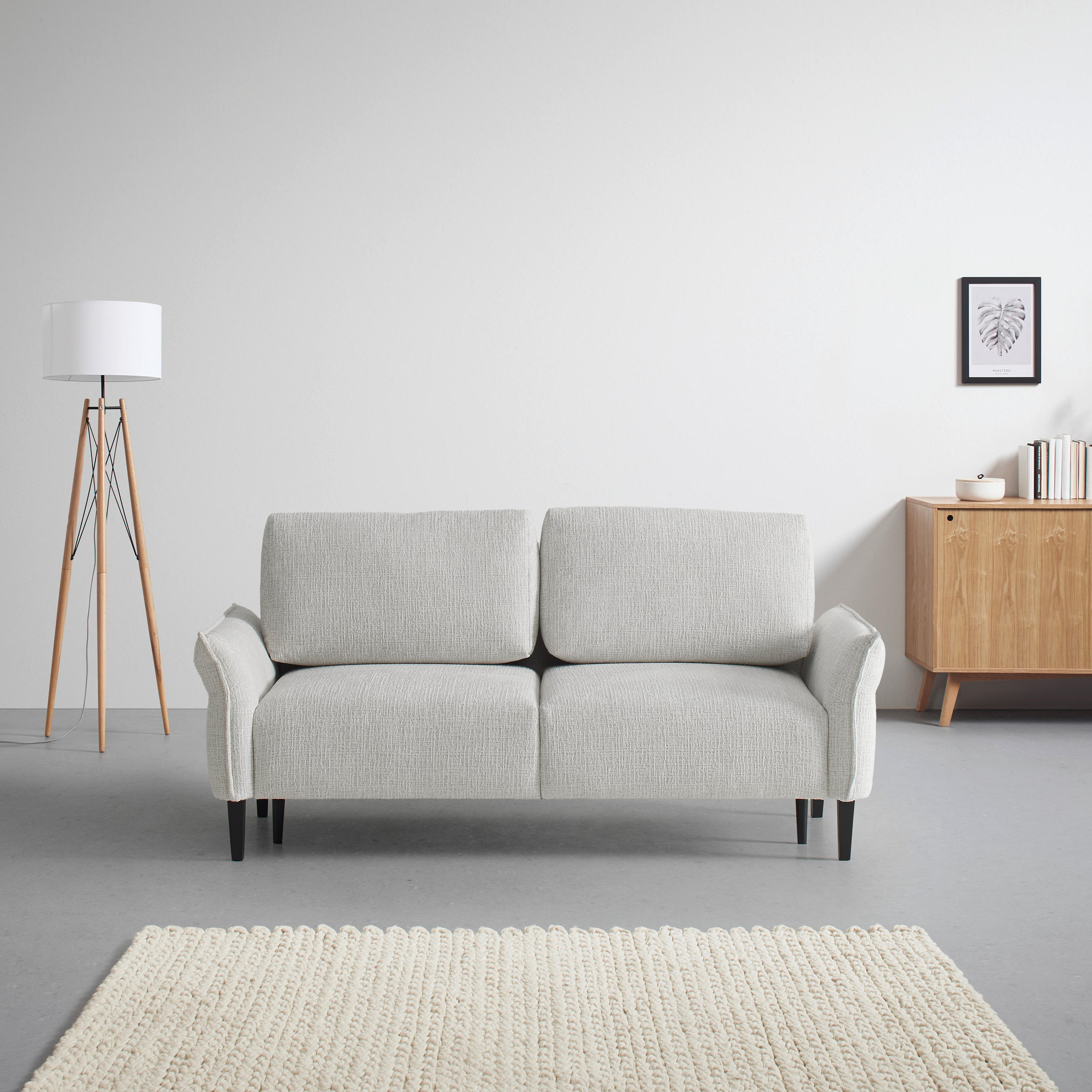 3-SITS SOFFA i vävt tyg cremefärgad  - svart/cremefärgad, Modern, trä/textil (183/85/92cm) - MID.YOU