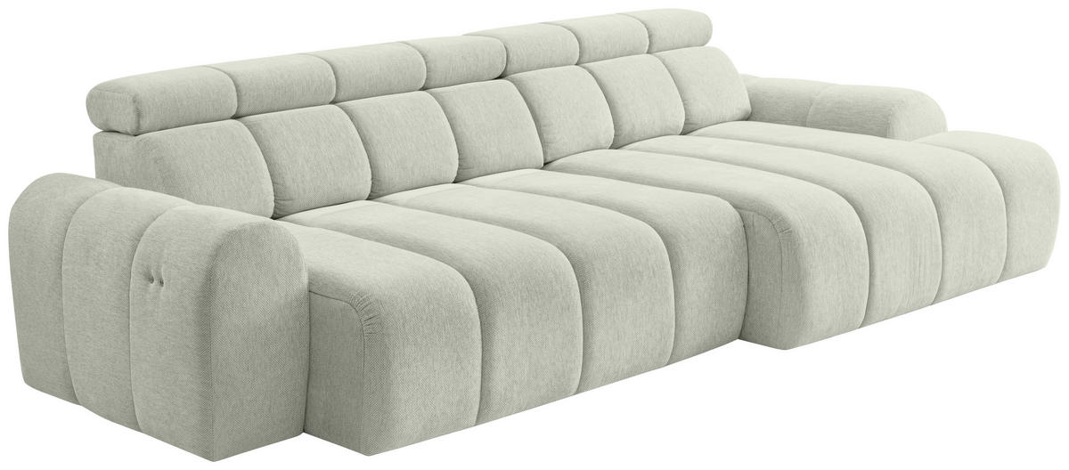 ECKSOFA Naturfarben Chenille Bettkasten, Rücken echt, Kopfteilverstellung, Sitzvorzug  - Schwarz/Naturfarben, Design, Kunststoff/Textil (290/152cm) - Stylife