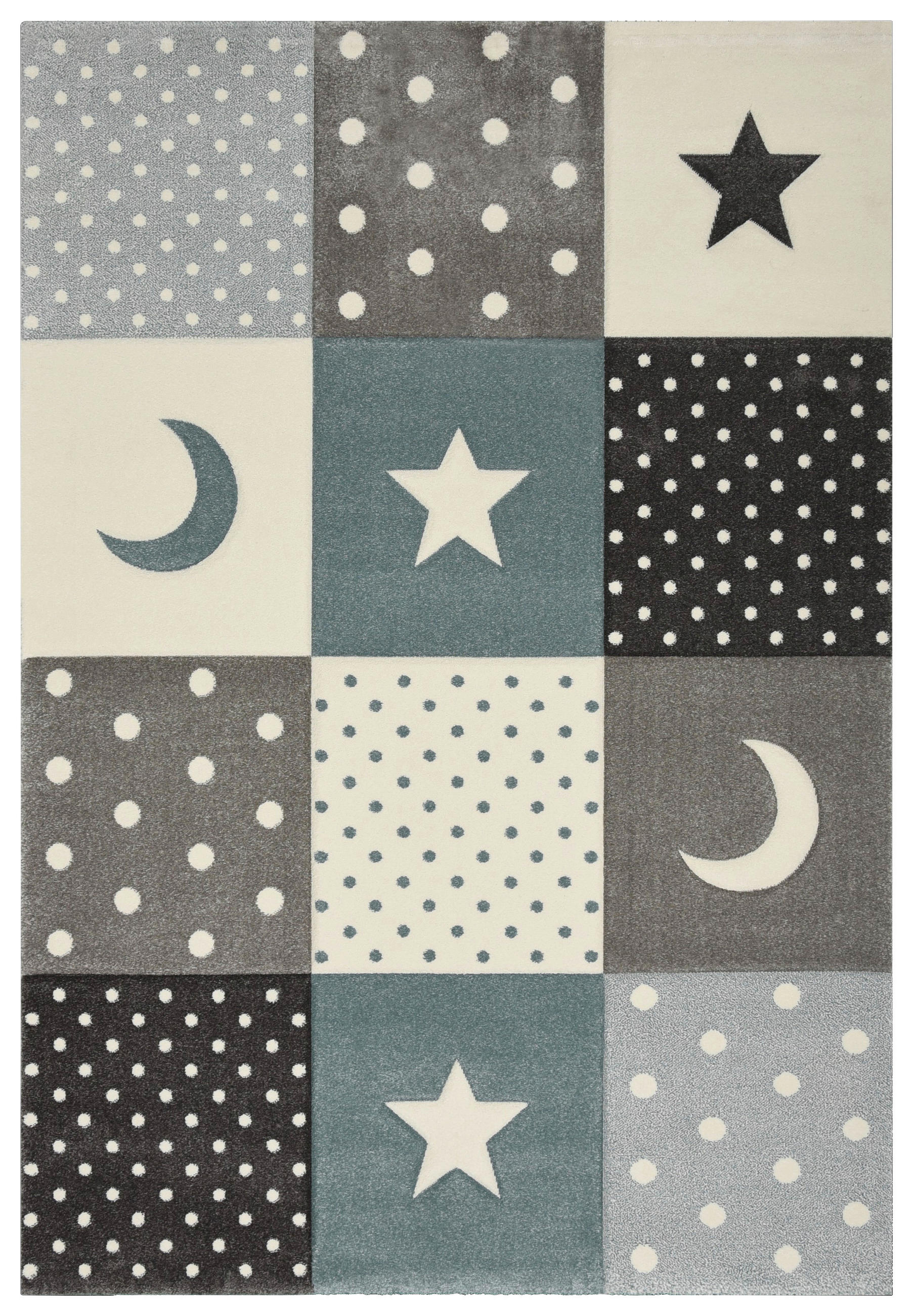 XXXLutz Kinderteppich Pastel Kids Grau, Hellblau 80x150 cm