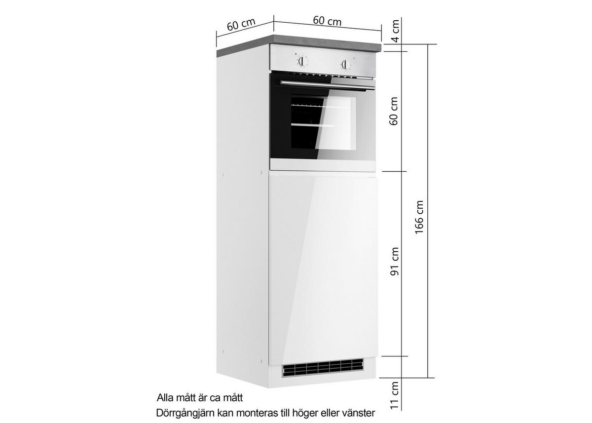 SKÅP FÖR VITVAROR 60/166/60 cm  i vit, grå, vit högglans  - vit/vit högglans, Lifestyle, trämaterial (60/166/60cm) - Held