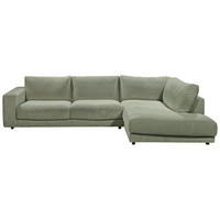 ECKSOFA  in Cord Dunkelgrün Rückenkissen, Rücken echt  325/224 cm  - Dunkelgrün/Schwarz, Design, Kunststoff/Textil (325/224cm) - Hom`in