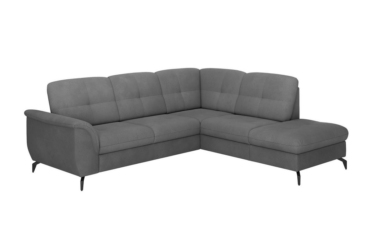 ECKSOFA ZORA E Grau Flachgewebe  - Schwarz/Grau, MODERN, Textil/Metall (244/212cm) - Sit & More