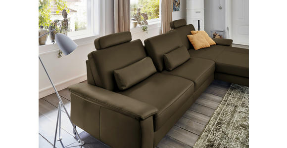 ECKSOFA in Echtleder Grün 334/176 cm - Schwarz/Grün, Design, Leder/Metall (334/176cm) - Dieter Knoll