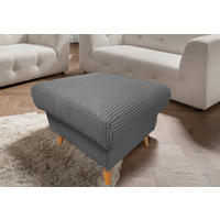 HOCKER VALENTINA Cord Grau  - Naturfarben/Grau, Design, Holz/Textil (61/43/61cm) - P & B