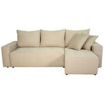 ECKSOFA inkl. Funktion Beige Cord Zierkissen, Bettkasten, Schlaffunktion  - Beige/Schwarz, Design, Kunststoff/Textil (248/146cm) - Xora