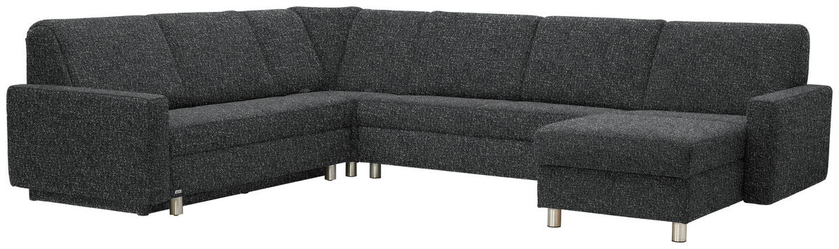 WOHNLANDSCHAFT  in Mikrovelours Anthrazit  - Anthrazit/Alufarben, KONVENTIONELL, Kunststoff/Textil (236/322/158cm) - Sedda