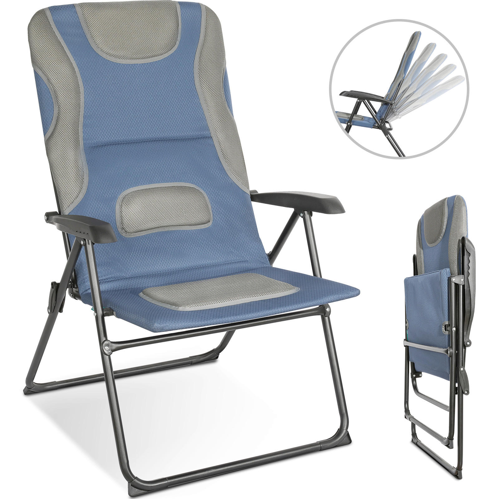 CAMPINGSESSEL - Blaugrau, Basics, Textil/Metall (67/70/114cm) - Modante