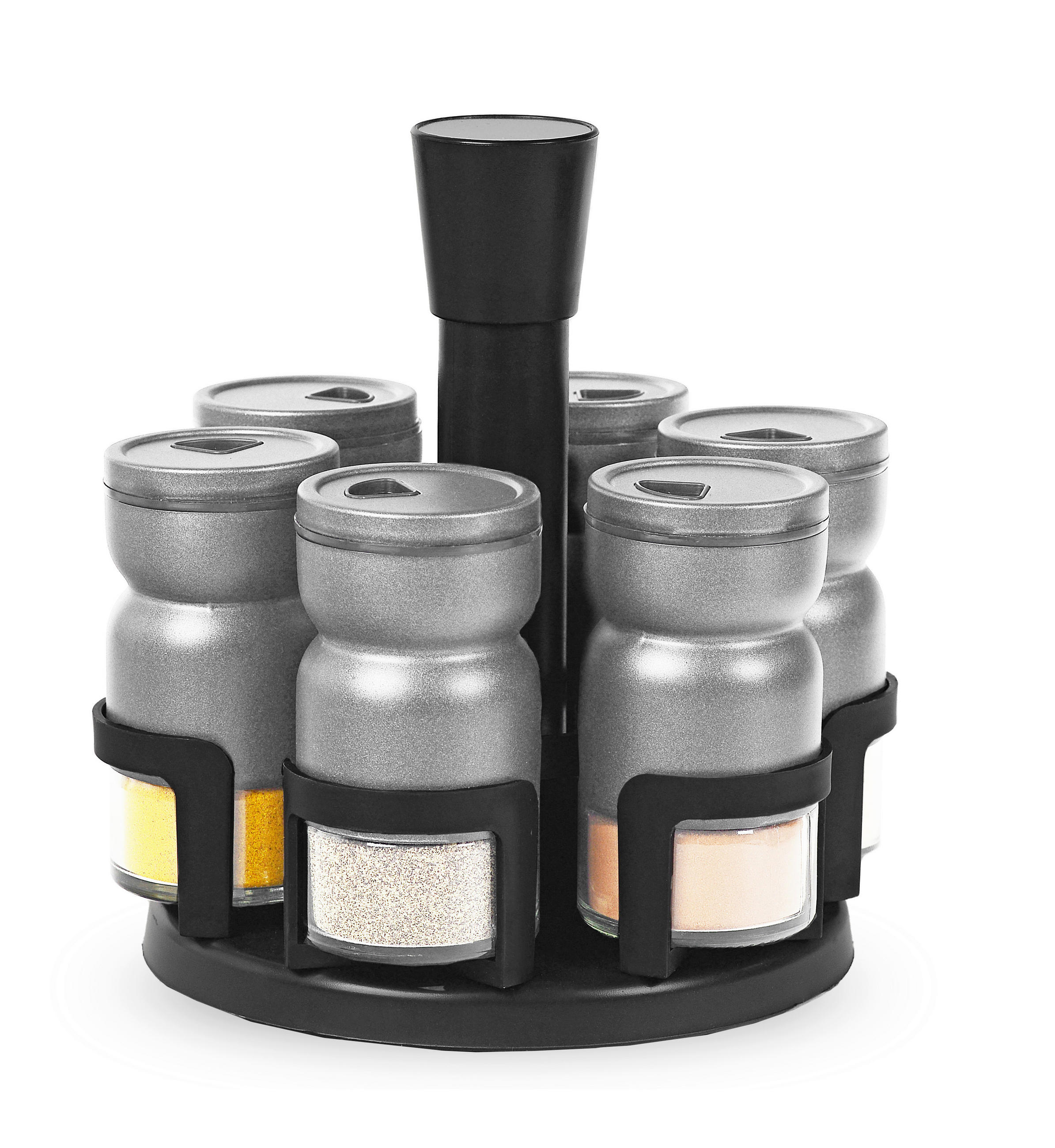 GEWÜRZGLAS-SET - Grau, Basics, Glas/Kunststoff