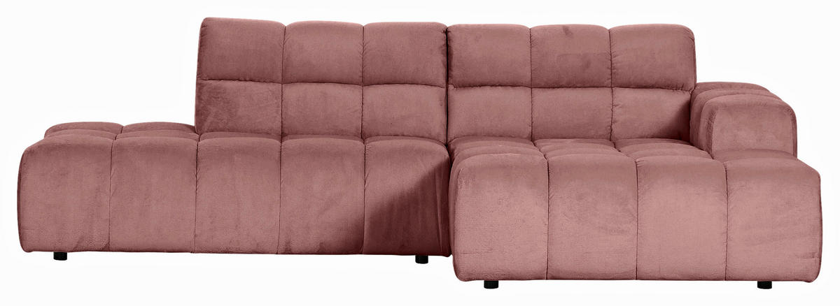 HÖRNSOFFA i plysch rosa  - svart/rosa, Klassisk, textil/plast (282/155cm) - MID.YOU